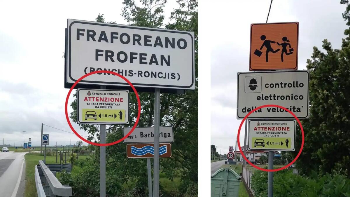 A Ronchis arriva il cartello salvaciclista sulle strade del territorio - 