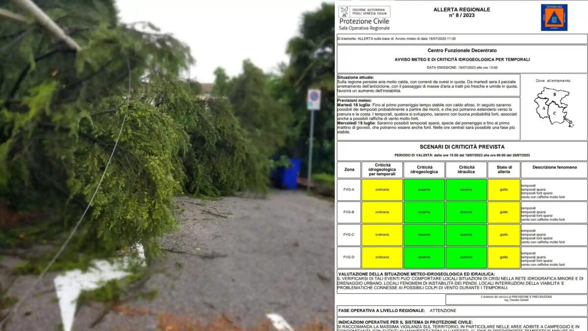 Maltempo in arrivo: temporali e raffiche di vento minacciano il Friuli Venezia Giulia - 