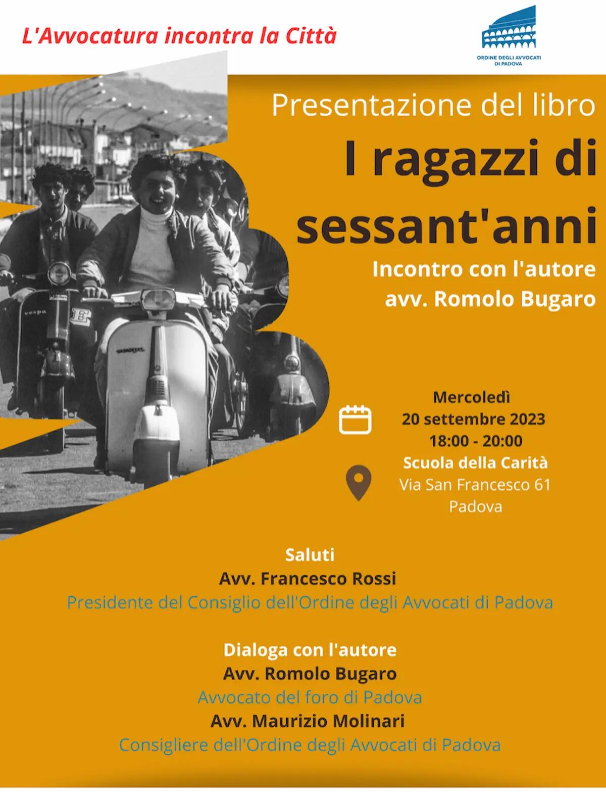 “Quei ragazzi di sessant’anni”, Romolo Bugaro presenta il suo romanzo a Padova - 