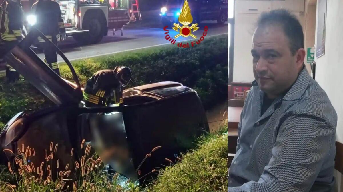 Piomba con l'auto nel fossato: morto il 45enne Giancarlo Maniero, titolare di un Bar - 