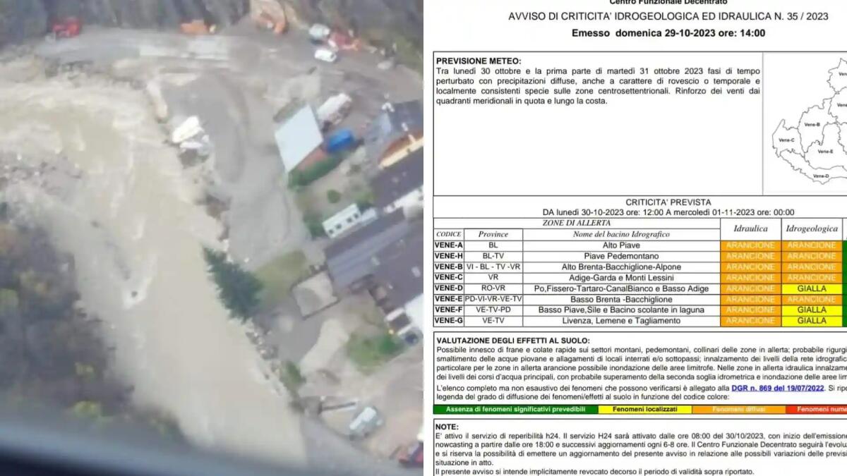 Allerta maltempo in Veneto. Previste piogge torrenziali, frane e allagamenti -