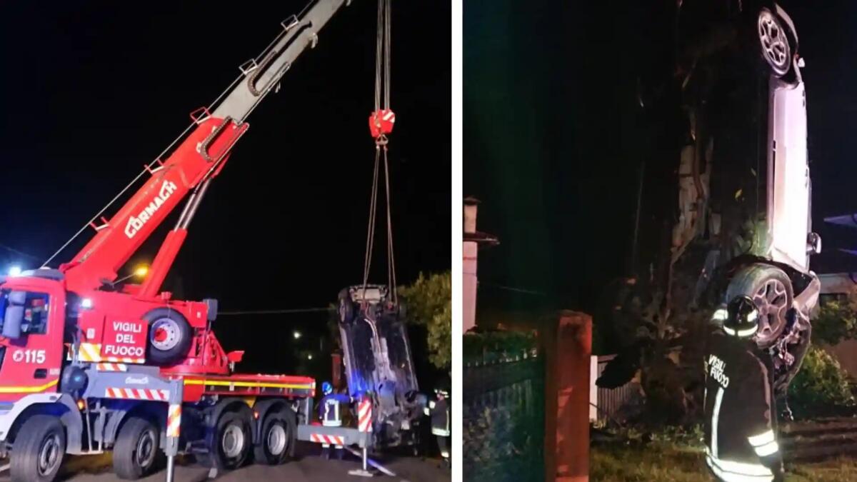Piomba con l'auto nel giardino di una casa, si ribalta e provoca una fuga di gas - 