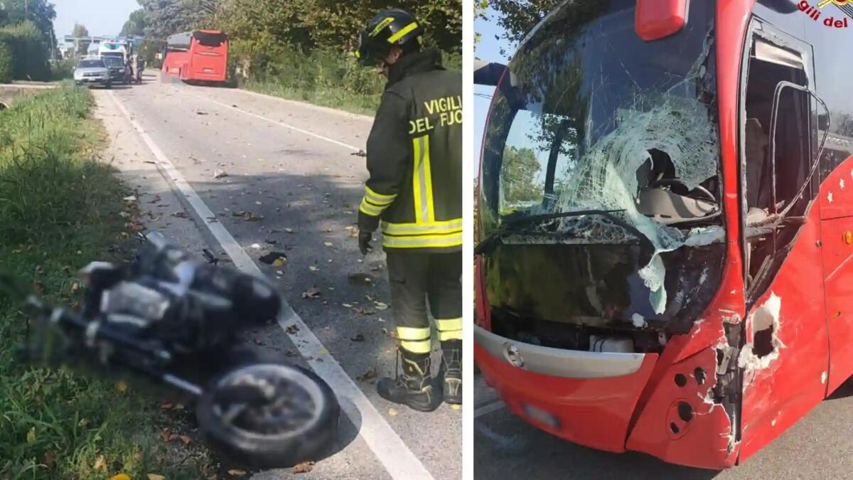 Scontro tra moto e bus: morto il centauro, moto sbalzata a centinaia di metri - 