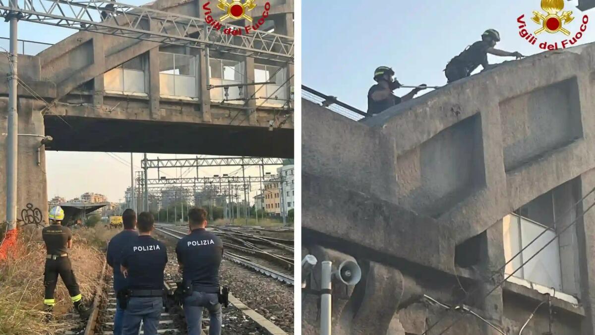 Mestre. Cade l'intonaco dal cavalcavia sui binari, stop ai treni nella notte - 