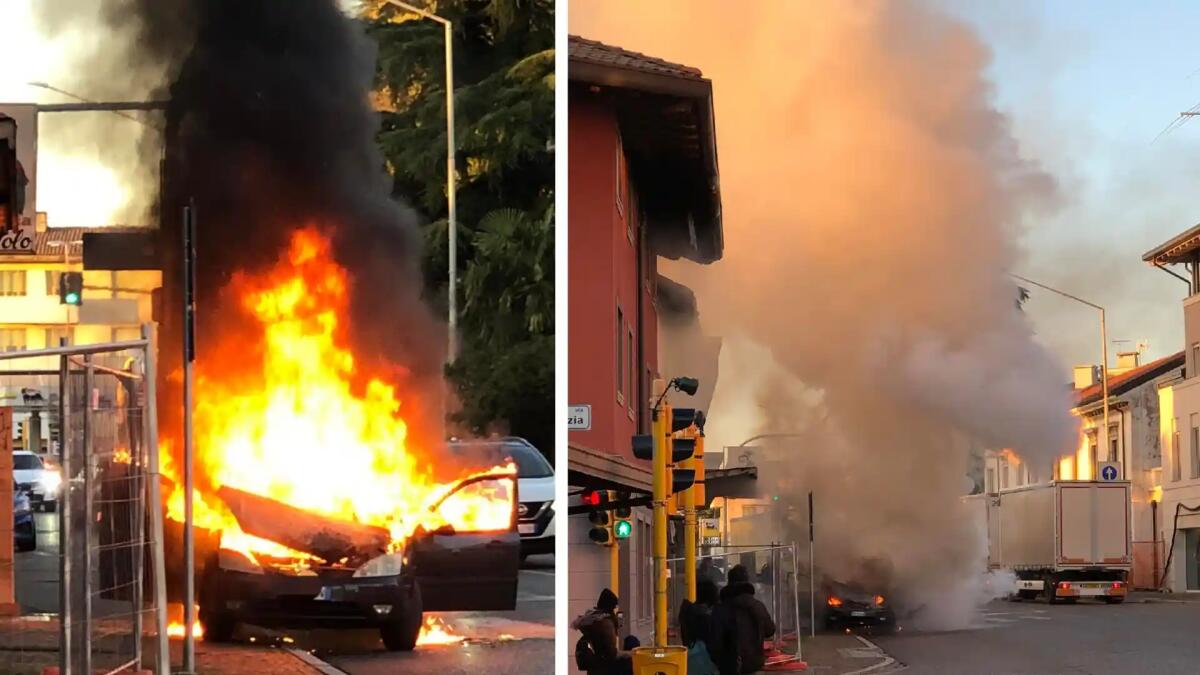 Incendio a Pasian di Prato, auto divorata dalle fiamme in via Santa Caterina - 