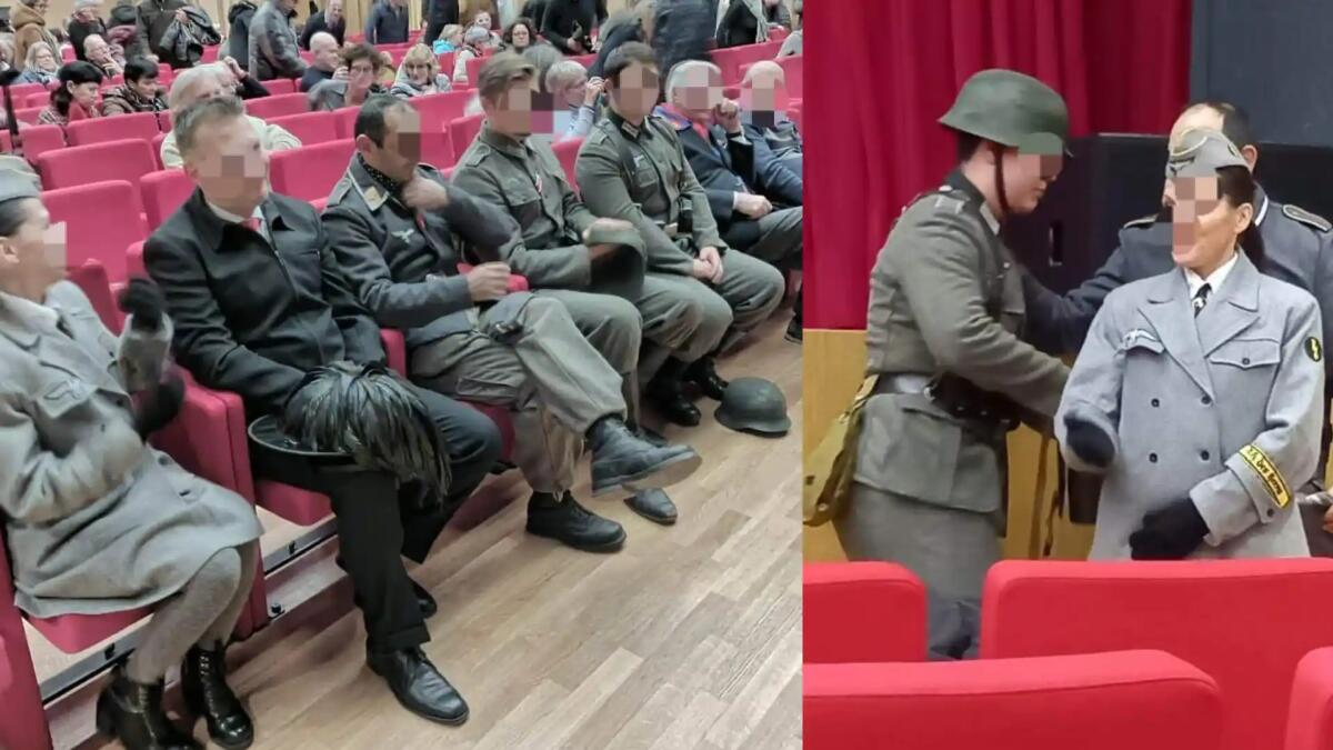 Vestiti con le divise naziste al Cinema alla proiezione del film "Comandante" - 