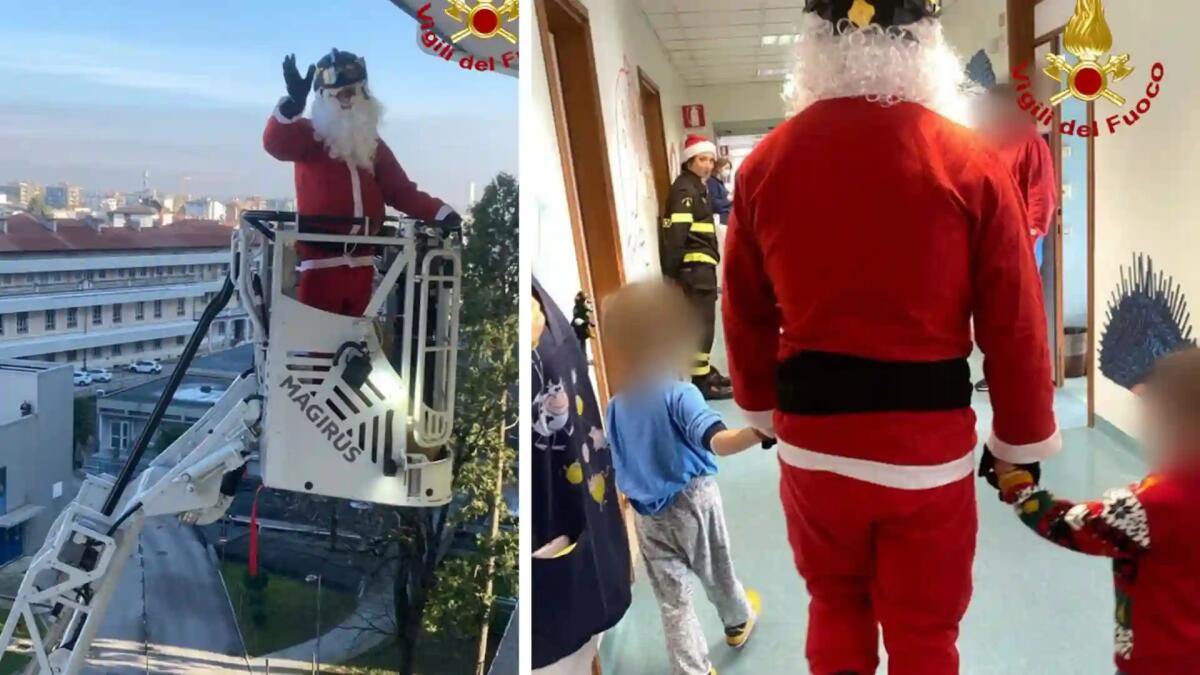 I vigili del fuoco Babbo Natale in pediatria per la gioia dei bambini malati - 