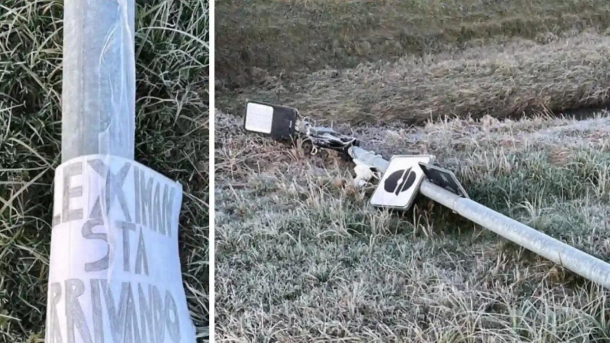 Fleximan colpisce ancora, giù un altro autovelox nella notte. Lascia la firma -