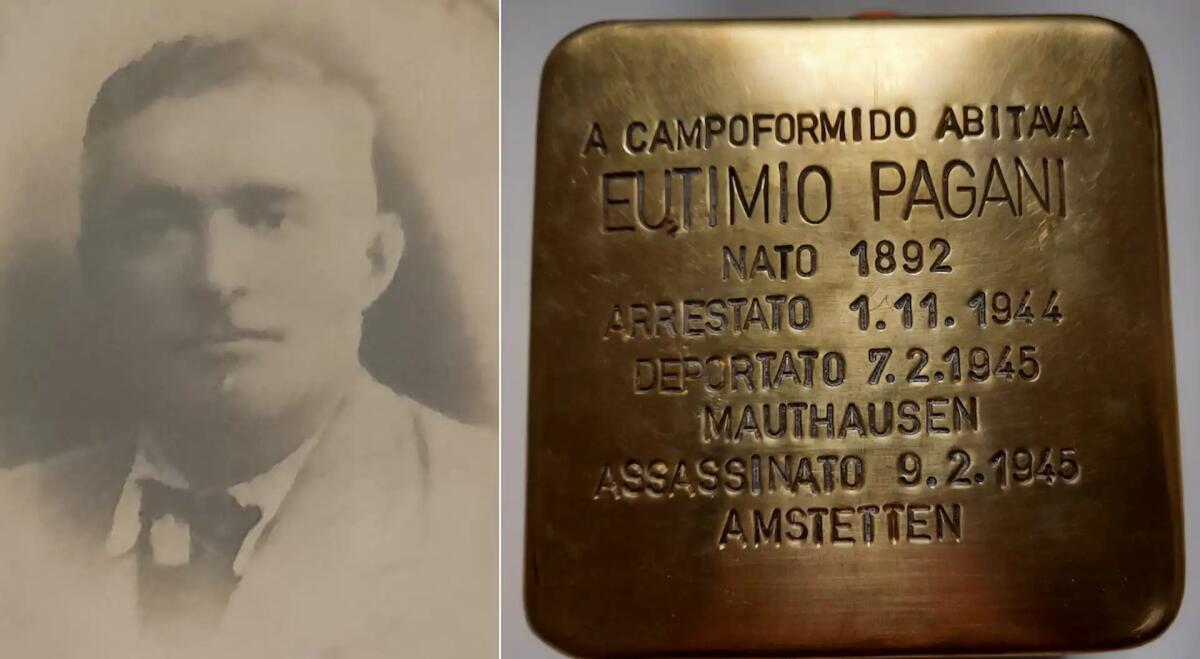 Campoformido. La prima Pietra d'inciampo, il comune ricorda Eutimio Pagani, deportato a Mauthausen - 