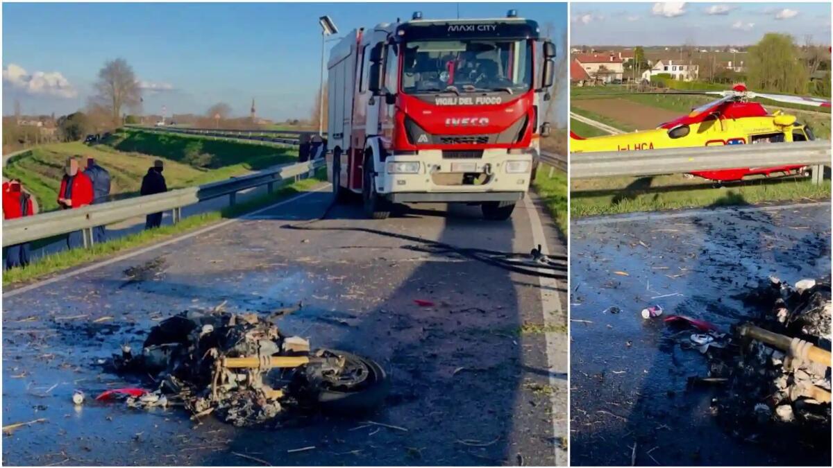 Finisce a terra con la moto che si incendia: grave un centauro - 