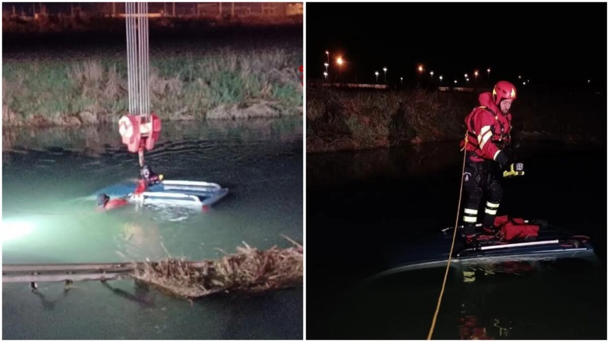 Dramma sfiorato nella Bassa friulana, auto nel canale nel cuore della notte - 