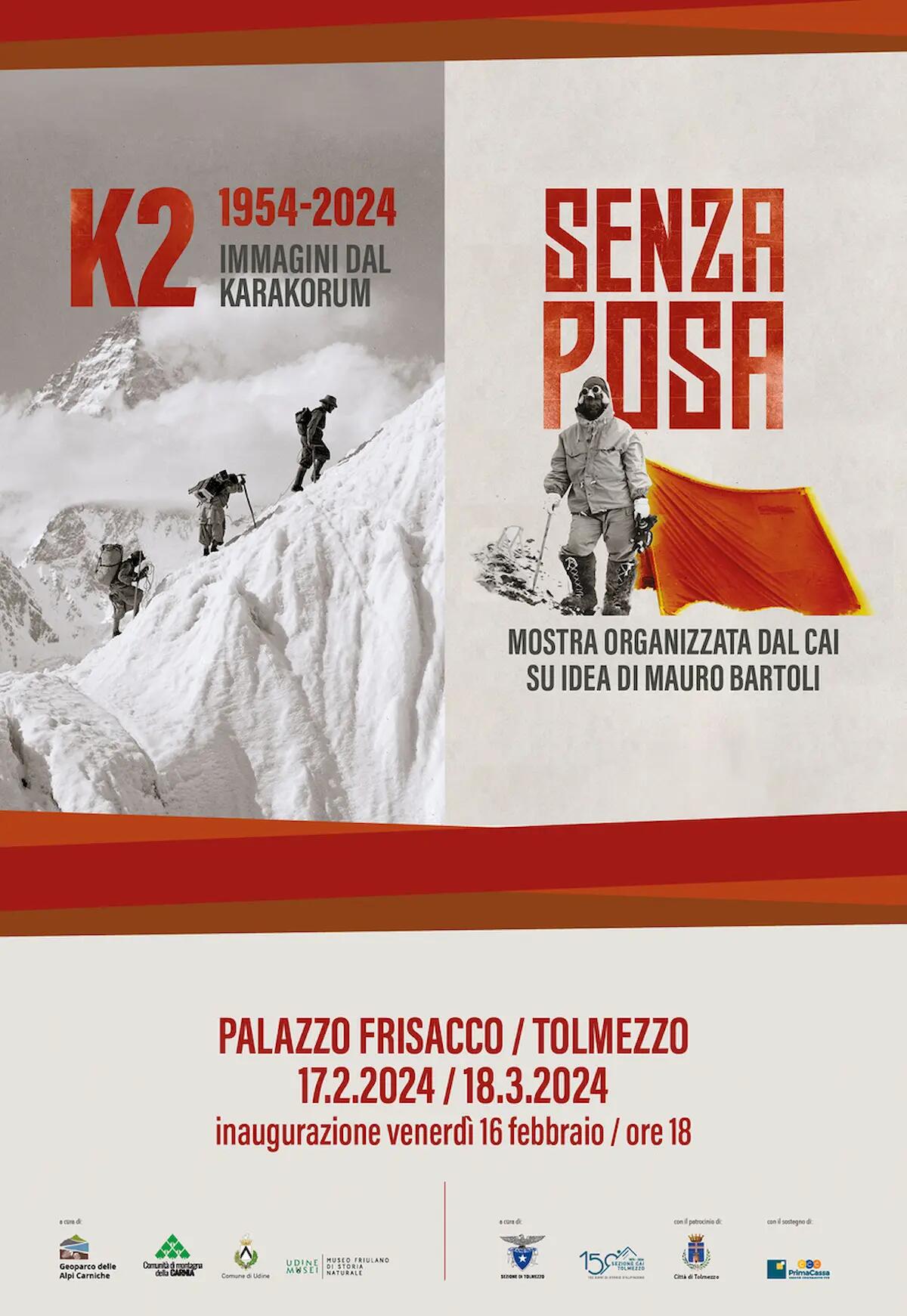 Inaugurazione mostre a Tolmezzo "Senza posa" e "K2" venerdì 18 febbraio ore 18 Palazzo Frisacco - 