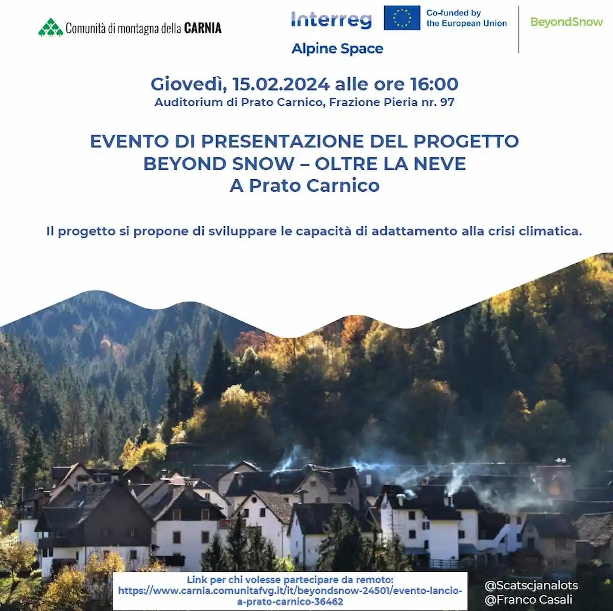 Prato Carnico ospita l'evento di presentazione del progetto "Beyon snow - Oltre la neve" - 