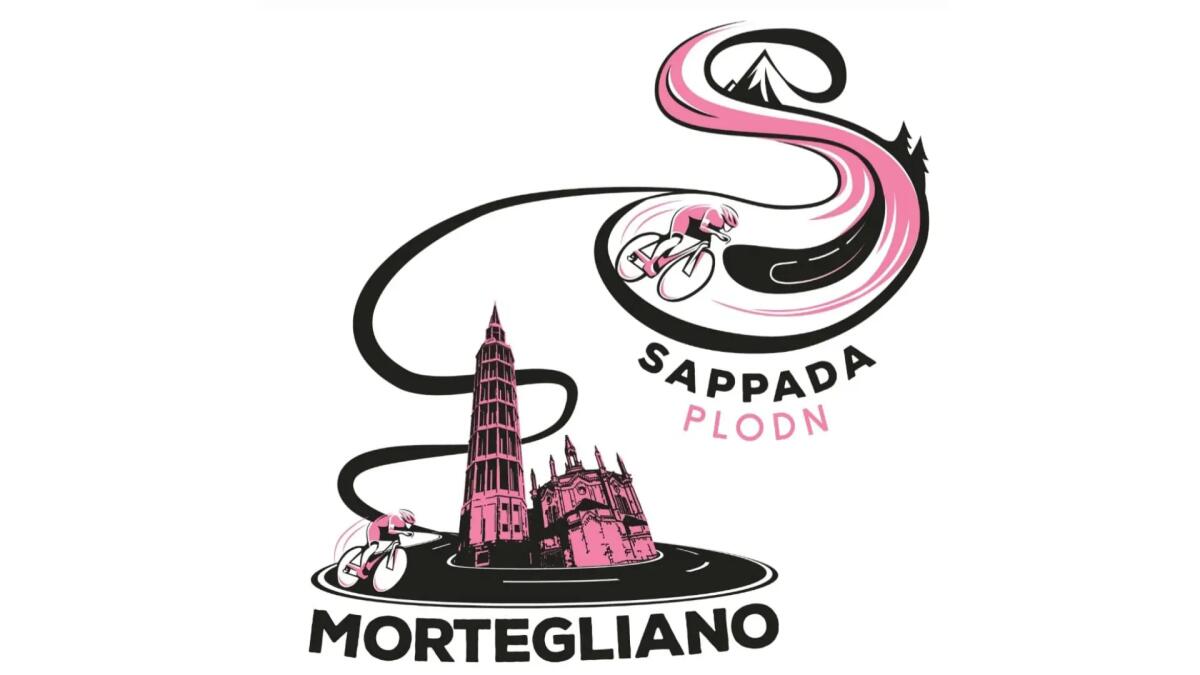 Il campanile di Mortegliano e il Monte Siera di Sappada nel logo di tappa del Giro d'Italia - 