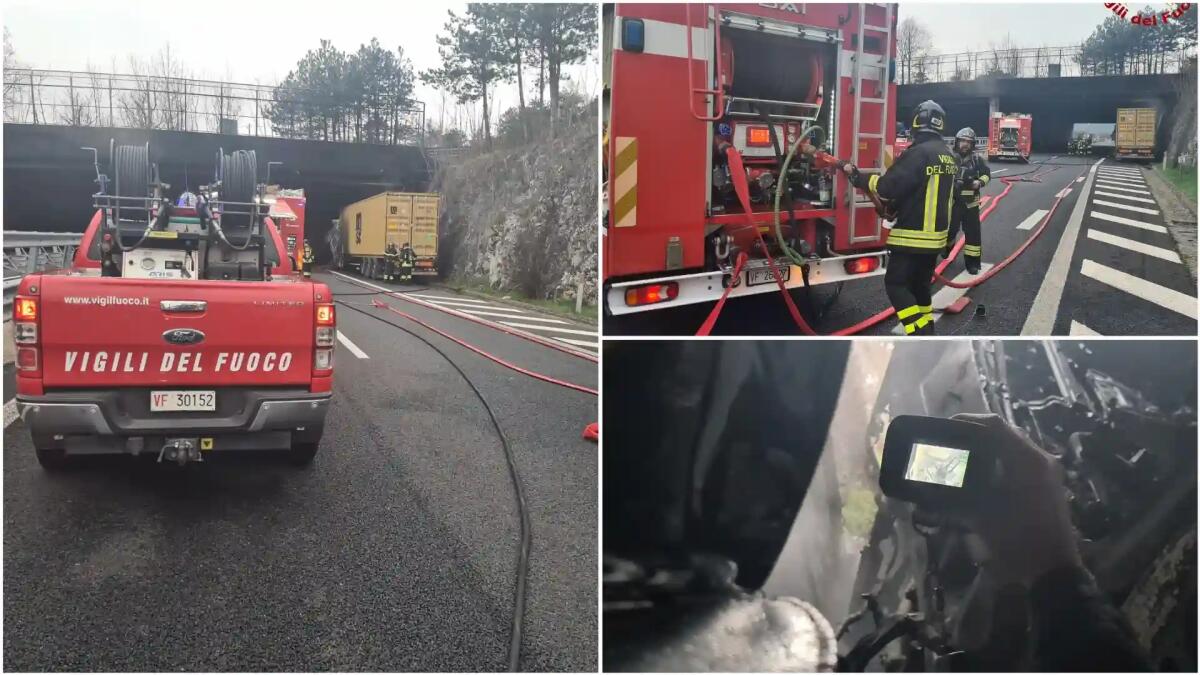 Incidente sul raccordo RA13, a fuoco un mezzo pesante e la vegetazione: strada chiusa - 