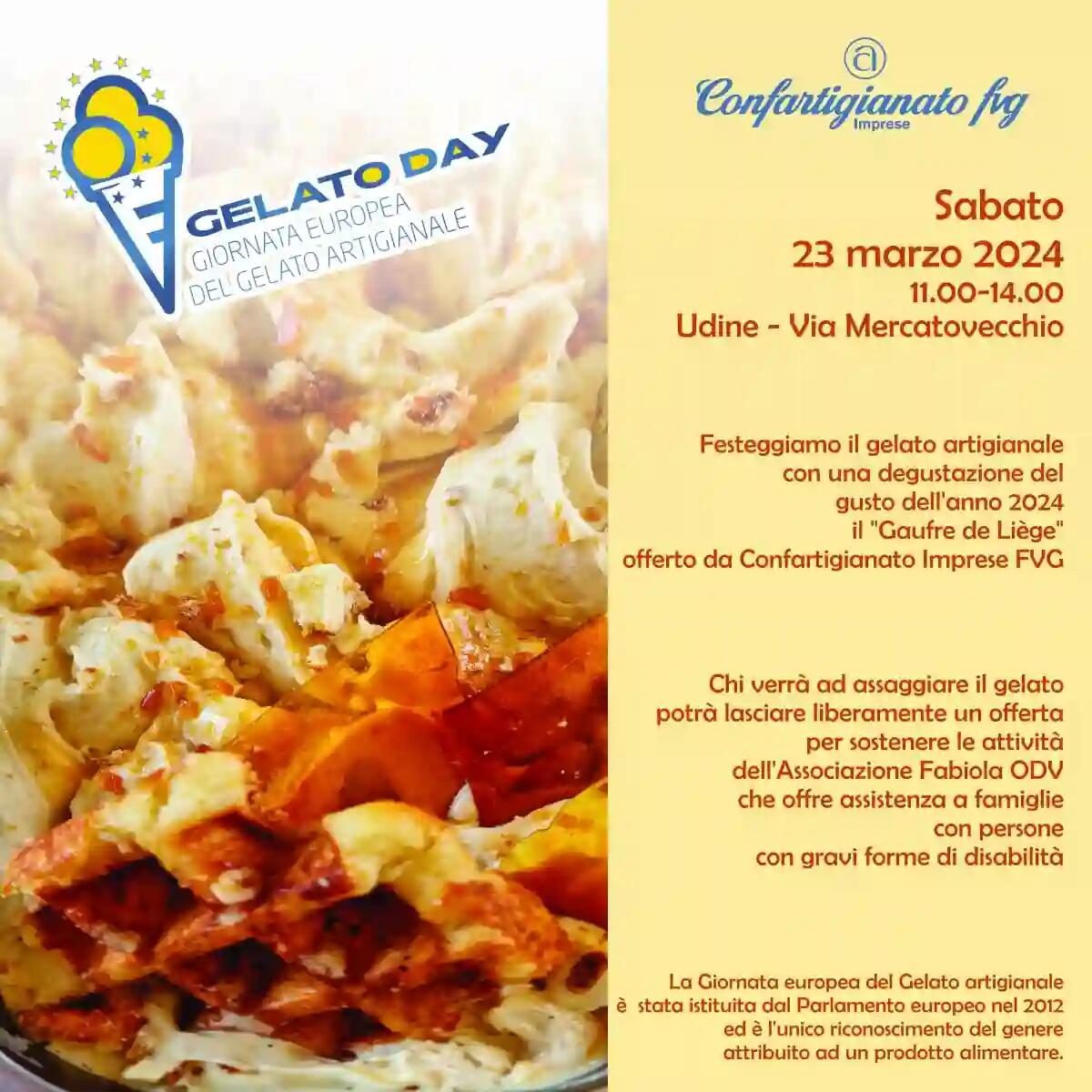 Trieste, stand Confartigianato Fvg con gelato gratuito al gusto europeo della "Gaufre de liège" -