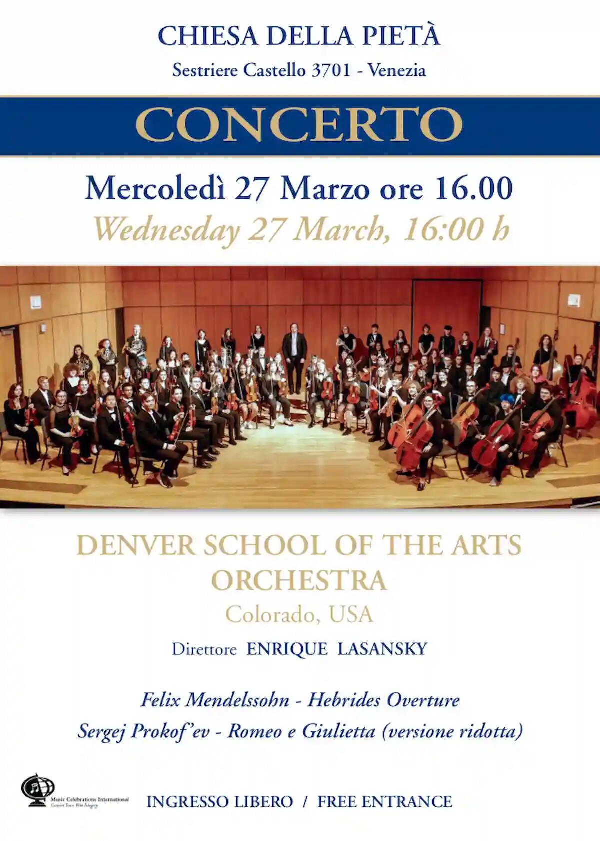 La primavera arriva a Venezia sulle note dell'orchestra sinfonica della Scuola delle Arti di Denver, Colorado - 