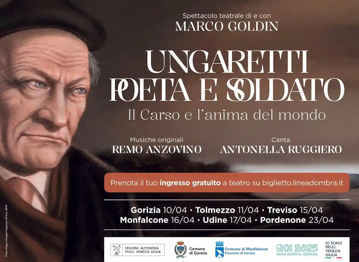 5 tappe in Friuli Venezia Giulia con Goldin, Anzovino, Ruggiero per il grande poeta Ungaretti - 