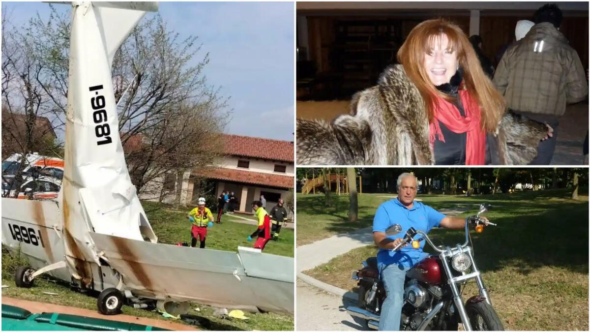 Ultraleggero precipita in un giardino: morti i friulani Lanfranco De Gennaro e Lucia Buccieri -
