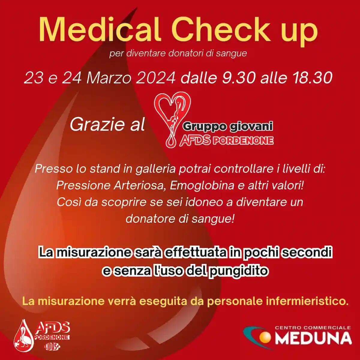 Afds Pordenone, check-up medico gratuito al Centro commerciale Meduna - 