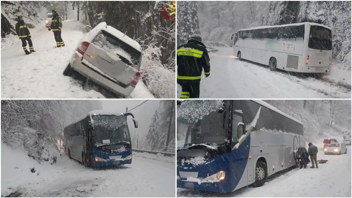 Maltempo, disagi nel Bellunese: una frana isola un paese, diversi i mezzi bloccati nella neve - 