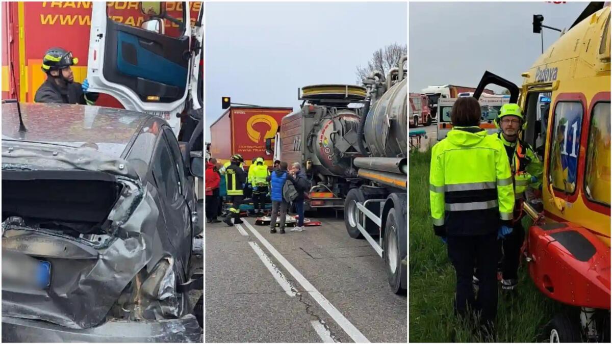 Scontro tra due mezzi pesanti e un'auto: ferita una donna - 