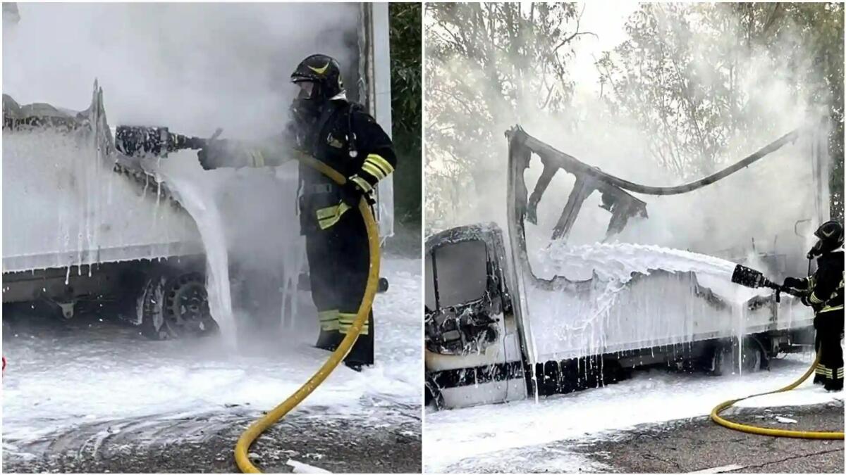 Fumo dalle bocchette, scende e si salva: furgone a metano distrutto dalle fiamme - 