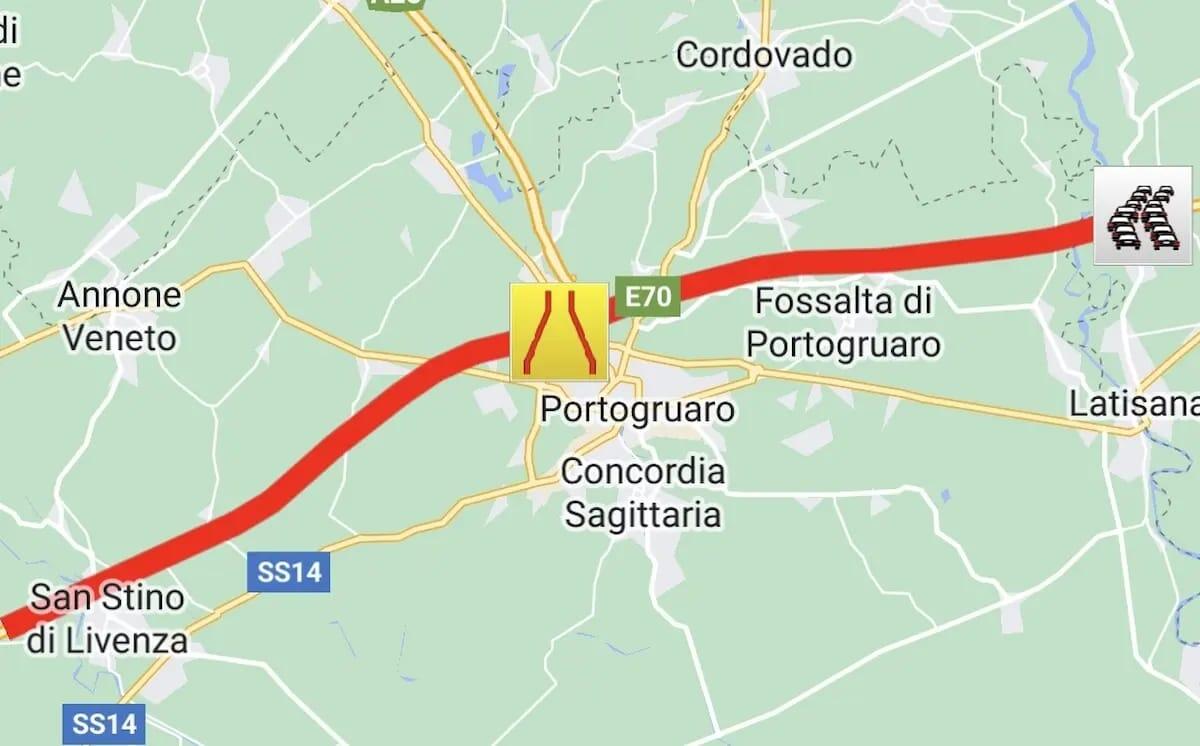 Traffico intenso e code a tratti in Autostrada A4 tra Latisana e Cessalto - 