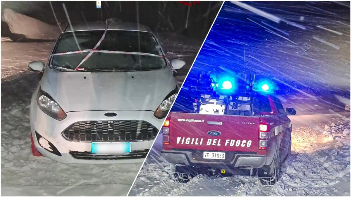 Bloccati con l’auto nella bufera di neve ad un chilometro dalla vetta -