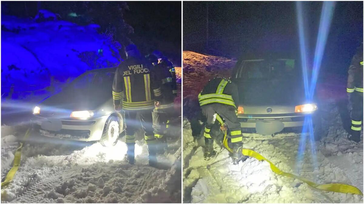 Tre auto e cinque giovani bloccati nella notte dalla neve: soccorsi - 