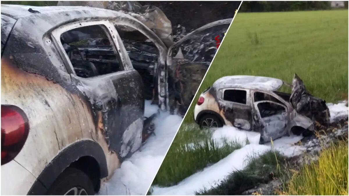 All'alba finisce fuori strada con l'auto che si incendia: ferito il conducente - 