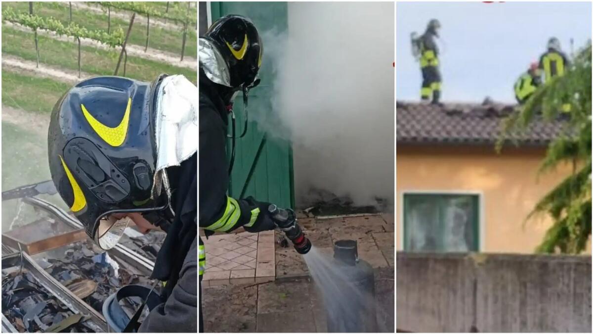 Va a fuoco una legnaia, brucia una bombola GPL. Le fiamme minacciano l'abitazione - 
