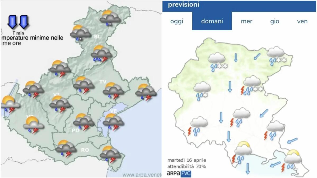 Temperature giù quasi invernali e venti molto forti: allerta meteo su Veneto e Friuli Venezia Giulia - 