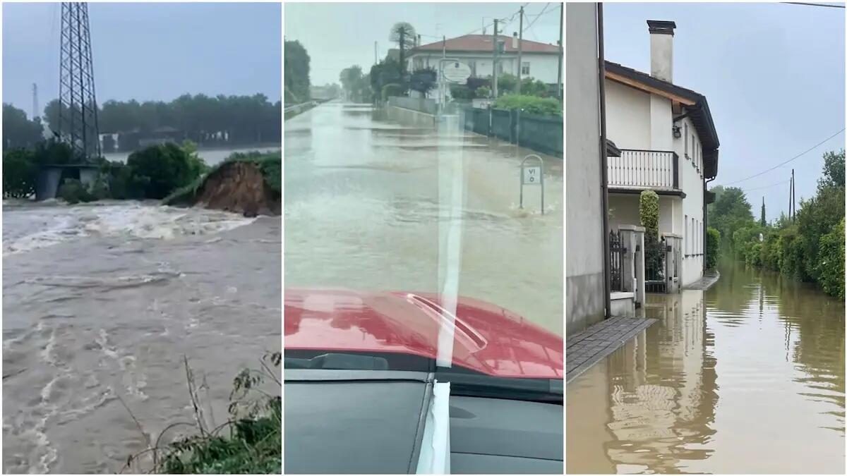 L'argine cede, il Muson dei Sassi esonda: famiglie evacuate, case allagate. Foto - 