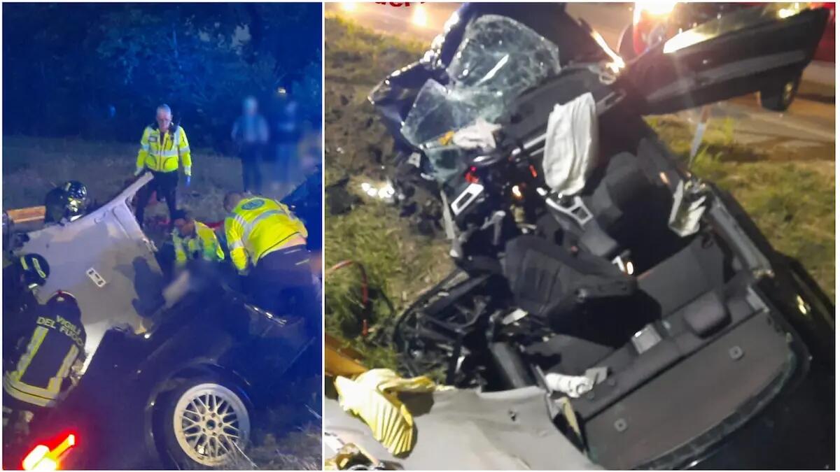 Volano fuori strada con la Bmw e rimangono incastrati: feriti 3 giovani - 
