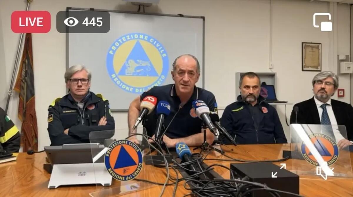 Zaia in diretta: «Non ci aspettavamo un'alluvione a metà maggio». Dichiarato lo Stato di Emergenza - 