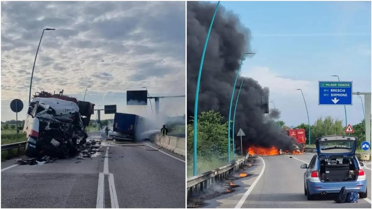 Tragico scontro frontale, poi l'incendio: morti sul colpo due camionisti - 
