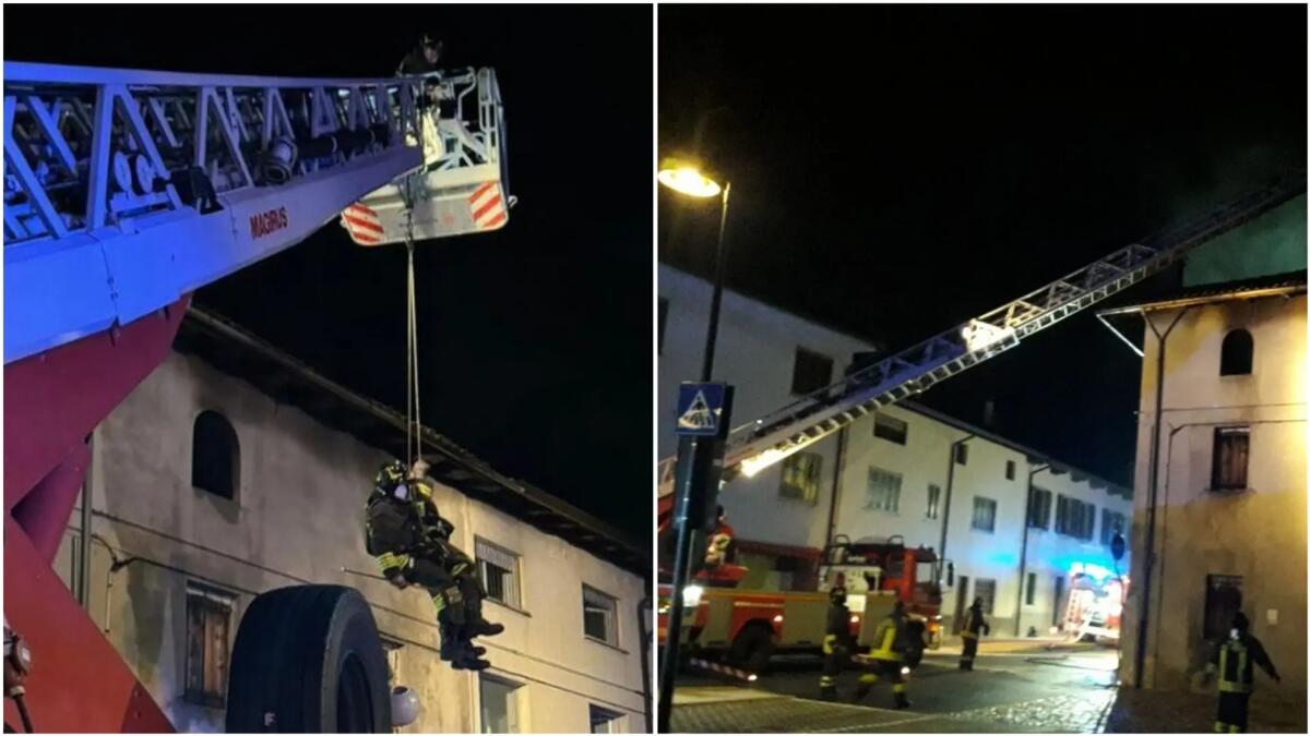 Incendio in uno stabile a Pradamano, le fiamme minacciano anche la casa vicino - 
