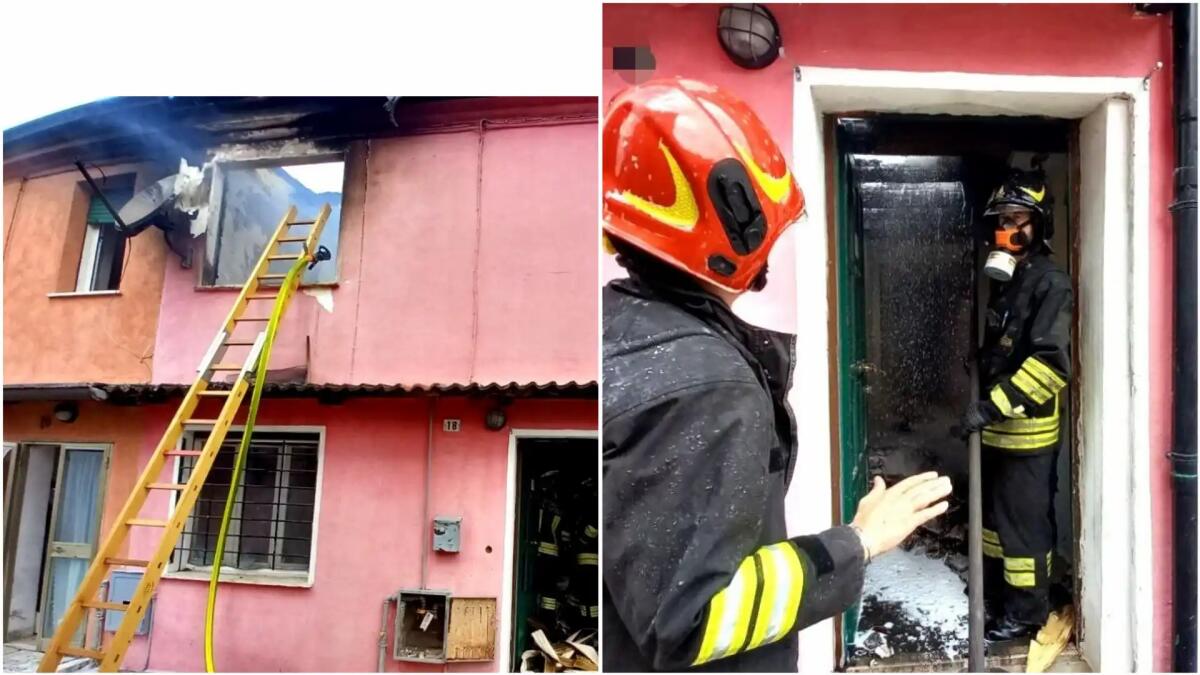 A fuoco una villa a schiera, crolla il tetto: danni ingenti - 