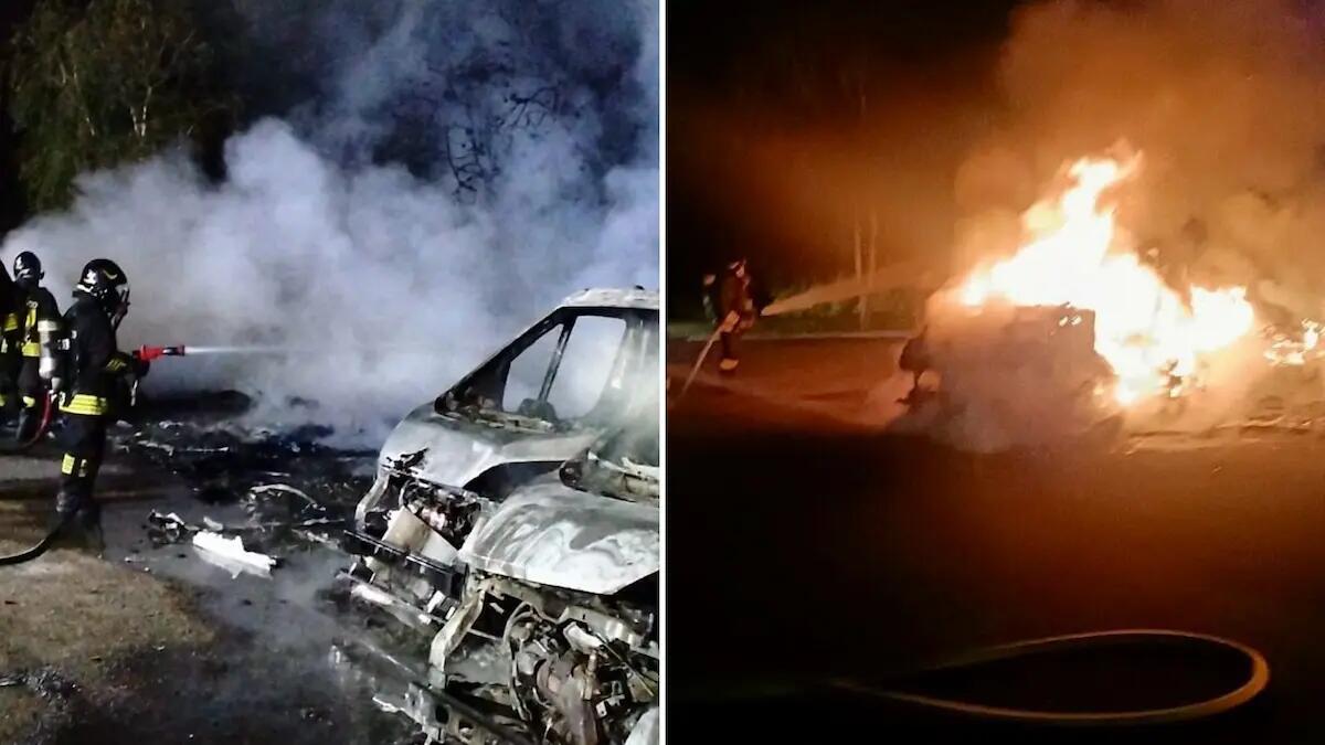 Incendio a Villorba: cinque mezzi avvolti dalle fiamme nel parcheggio dell'azienda - 