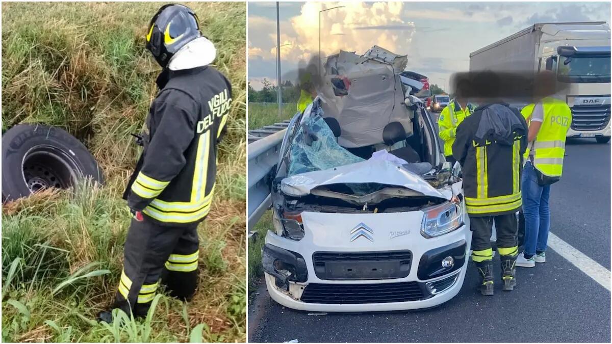 Camion perde una ruota in A4 che colpisce un'auto: morta la conducente - 