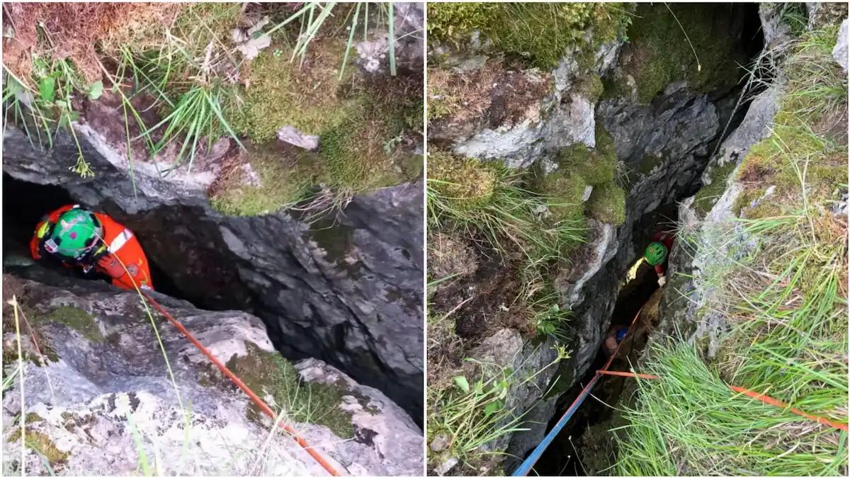 Papà e figlia di 10 anni cadono per 30 metri in una stretta cavità - 