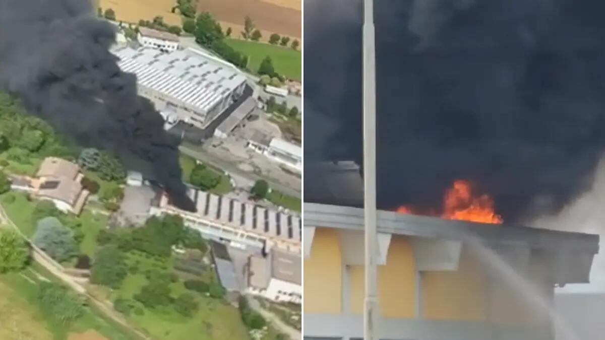 Incendio in azienda a Mortegliano: fiamme alte sul tetto con impianto fotovoltaico - 