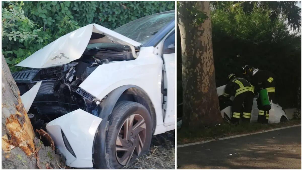 Con l'auto dritti contro un platano a Jesolo: 2 feriti incastrati, grave la donna - 