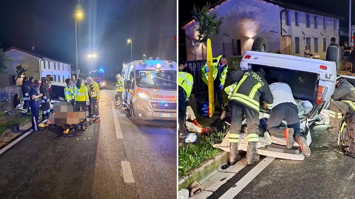 Auto con tre ragazzi a bordo si ribalta nella notte: feriti, uno è in pericolo di vita - 