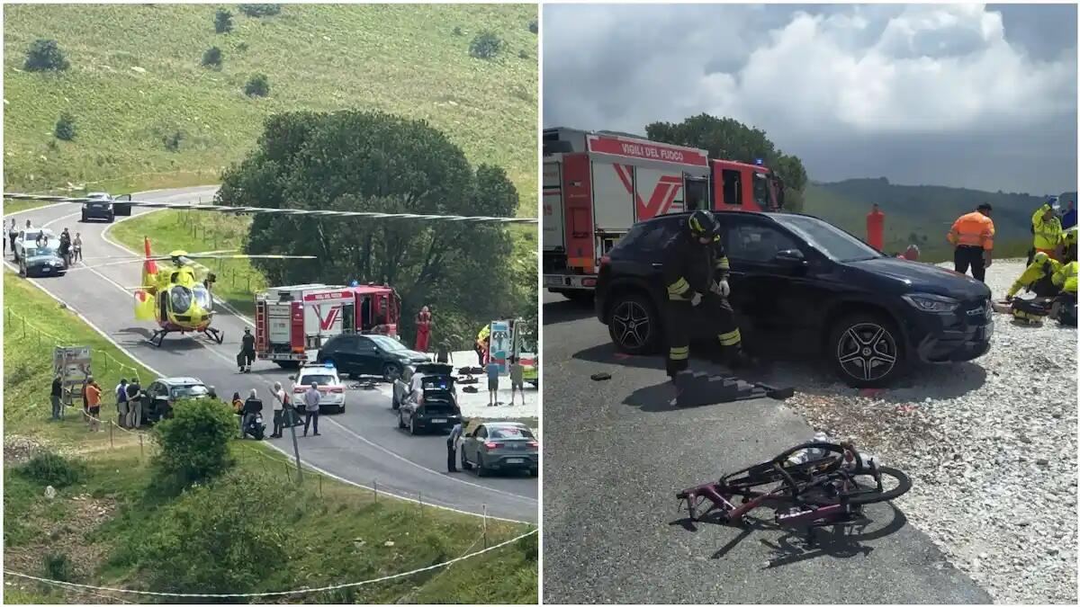 Scontro tra auto e bici: ciclista incastrato sotto l'autovettura - 