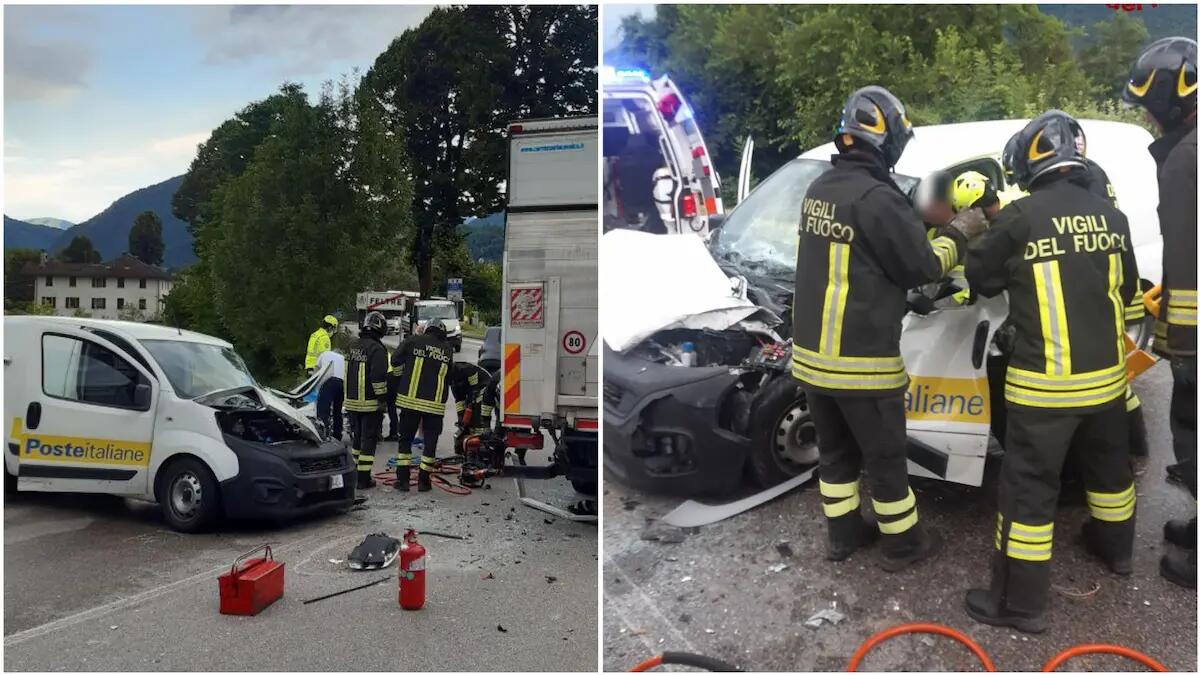Scontro tra furgone delle Poste e camion: un ferito -