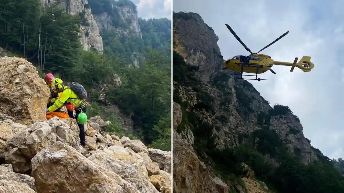 Primo di cordata vola per 10 metri sbattendo su uno sperone di roccia: soccorso - 