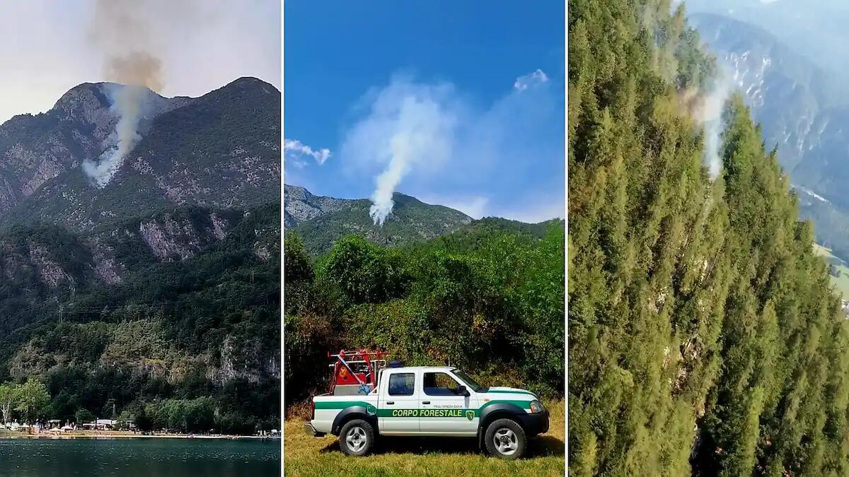 Doppio incendio boschivo in Friuli: fiamme in Val Saisera e vicino al lago di Cavazzo - 