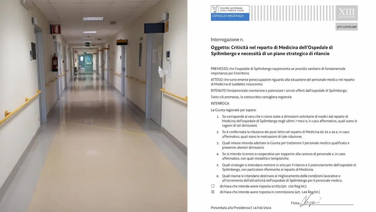A Spilimbergo «quattro dimissioni volontarie dal reparto di medicina e taglio dei posti letto» - 